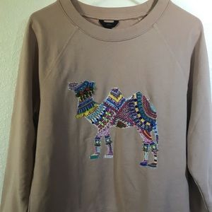 J. Crew embellished camel sweatshirt